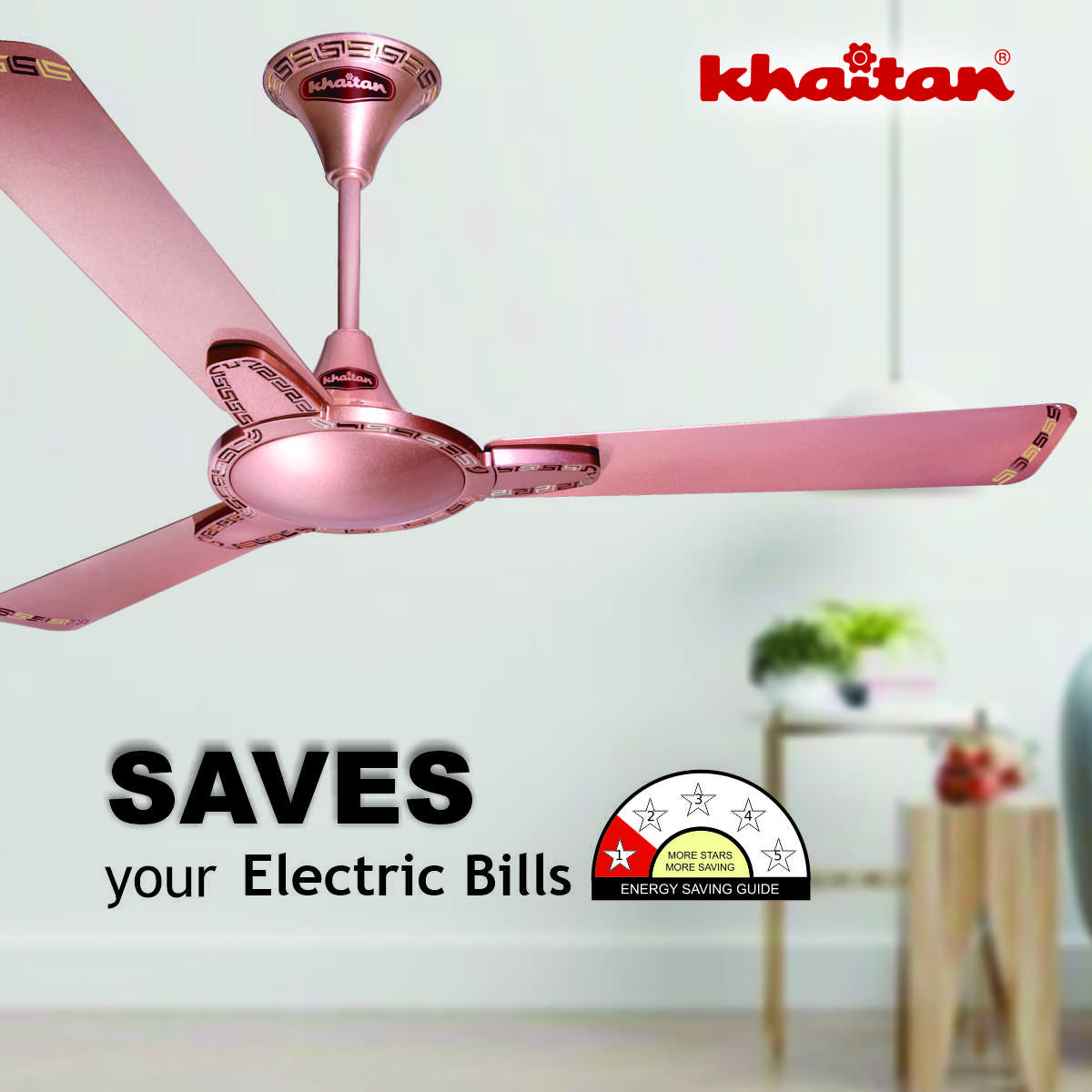 Khaitan Standard 1200 mm 3 Blades 52 W Rose Gold Ceiling Fans_3