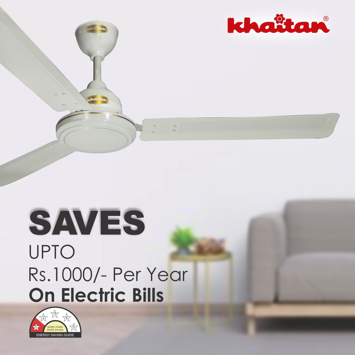 Khaitan Standard 1200 mm 3 Blades 30 W White Ceiling Fans_3