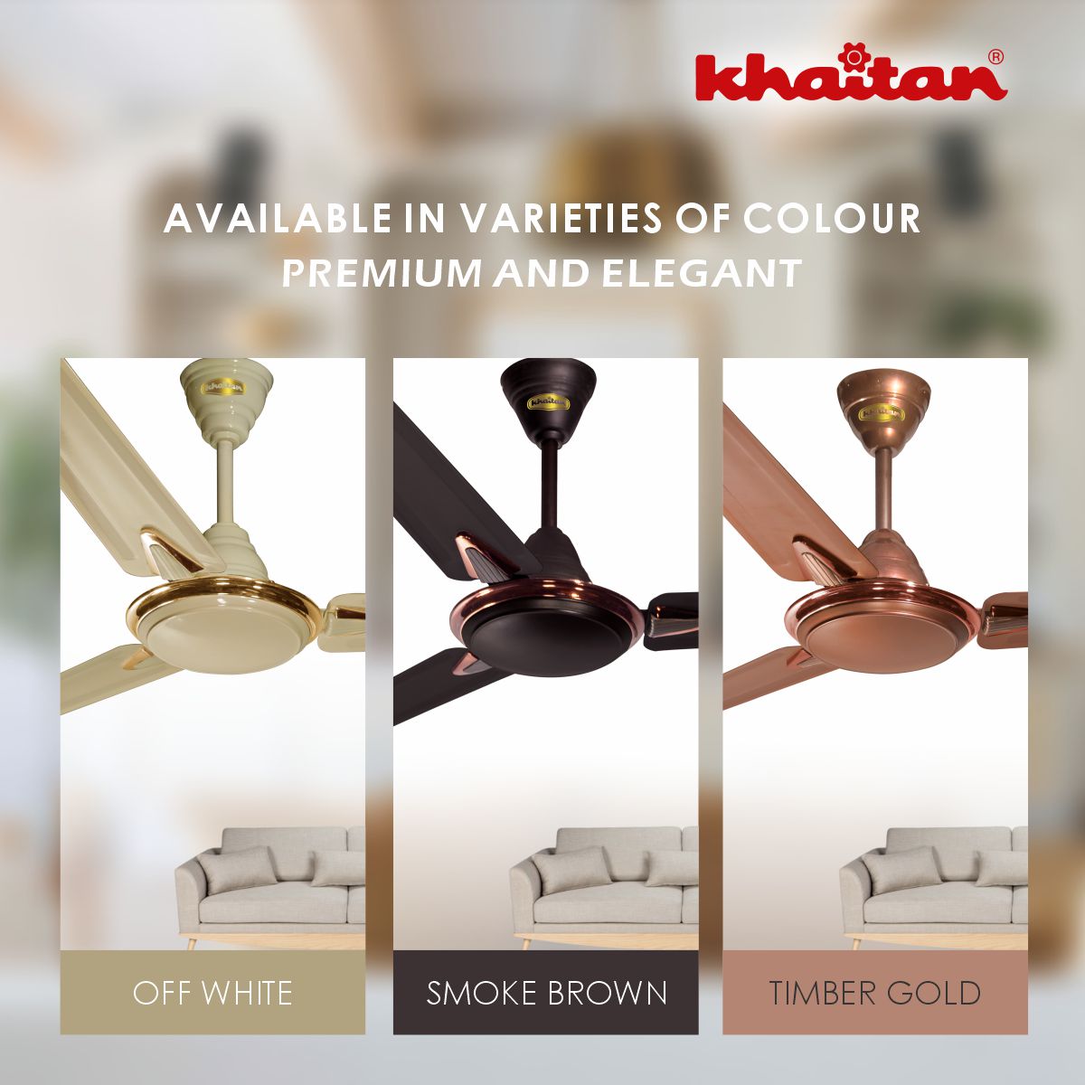 Khaitan Standard 1200 mm 3 Blades 50 W Glossy Brown Ceiling Fans_2