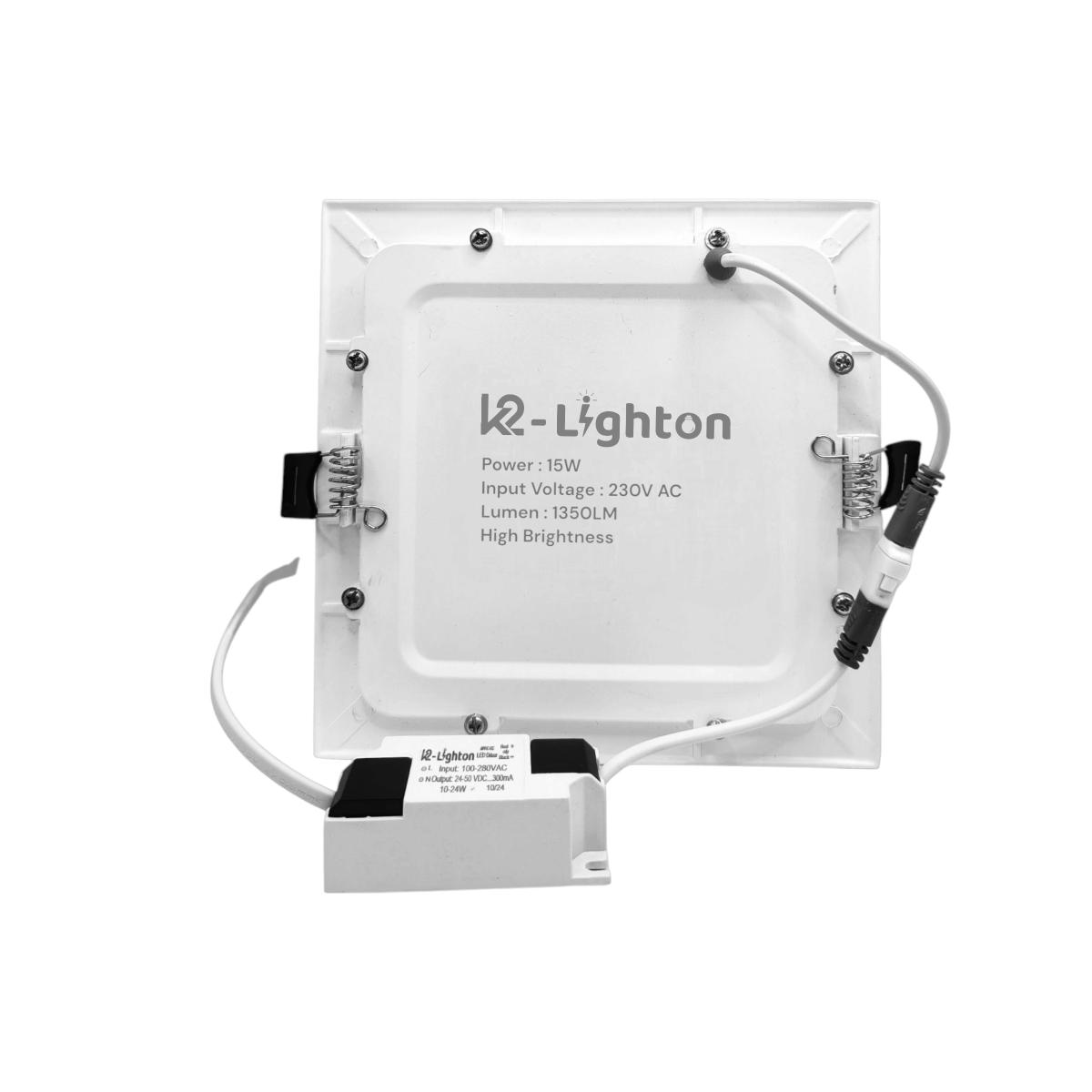 K2-Lighton 15 W Square Natural White 155 x 155 x 21 mm LED Panel Lights Recessed Mounted_1