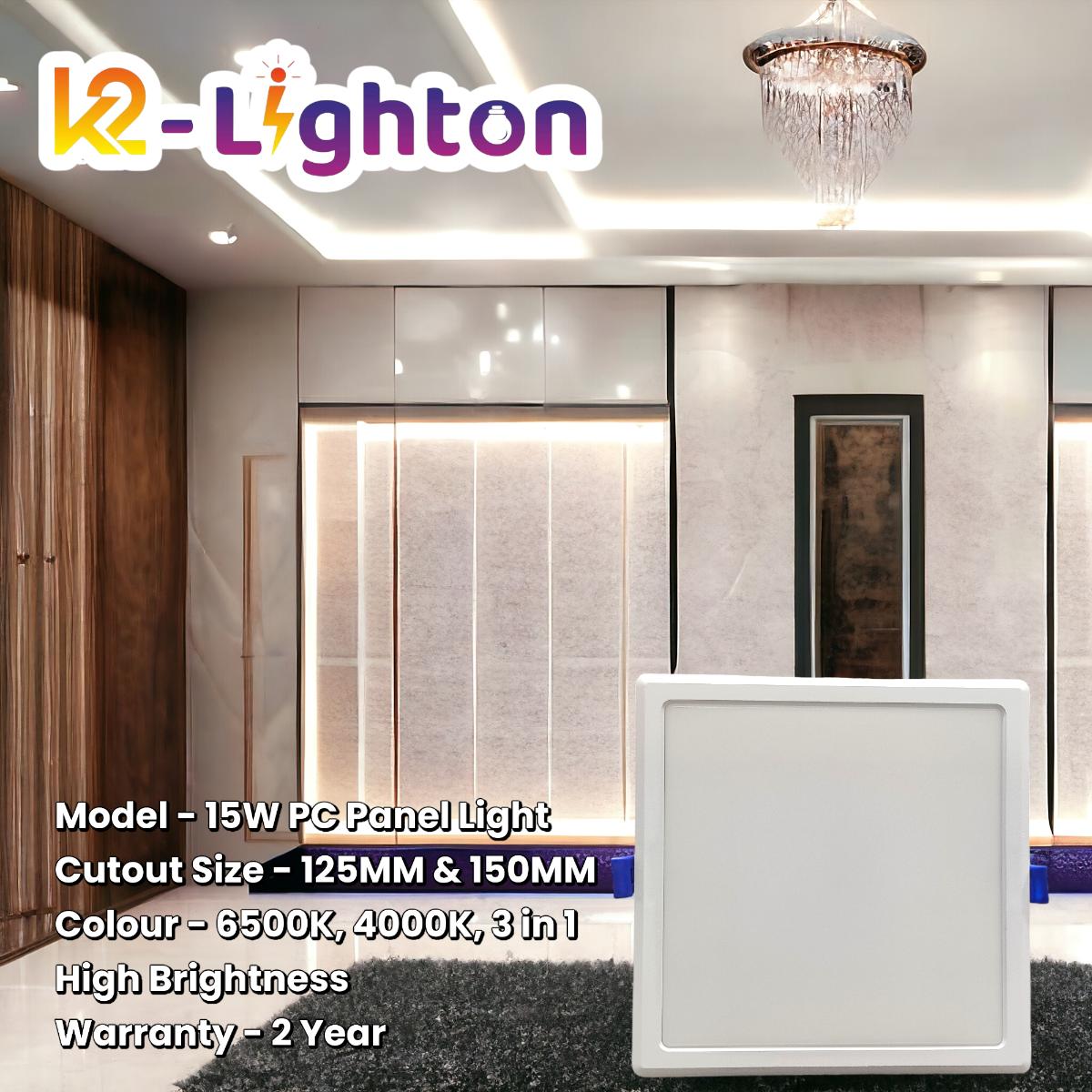 K2-Lighton 15 W Square Natural White 150 x 150 x 30 mm LED Panel Lights Recessed Mounted_2