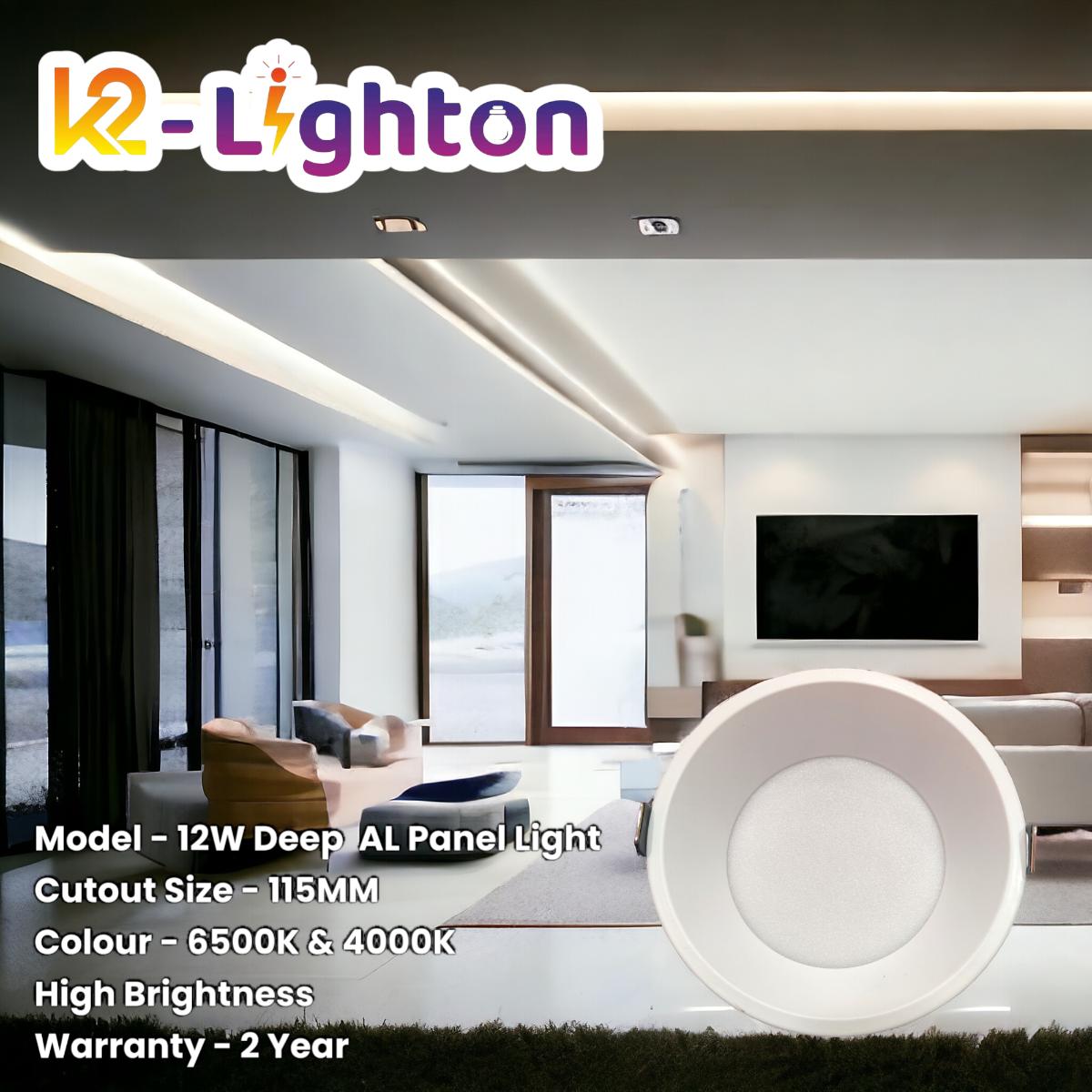 K2-Lighton 12 W Round Natural White 112 mm LED Panel Lights Recessed Mounted_4