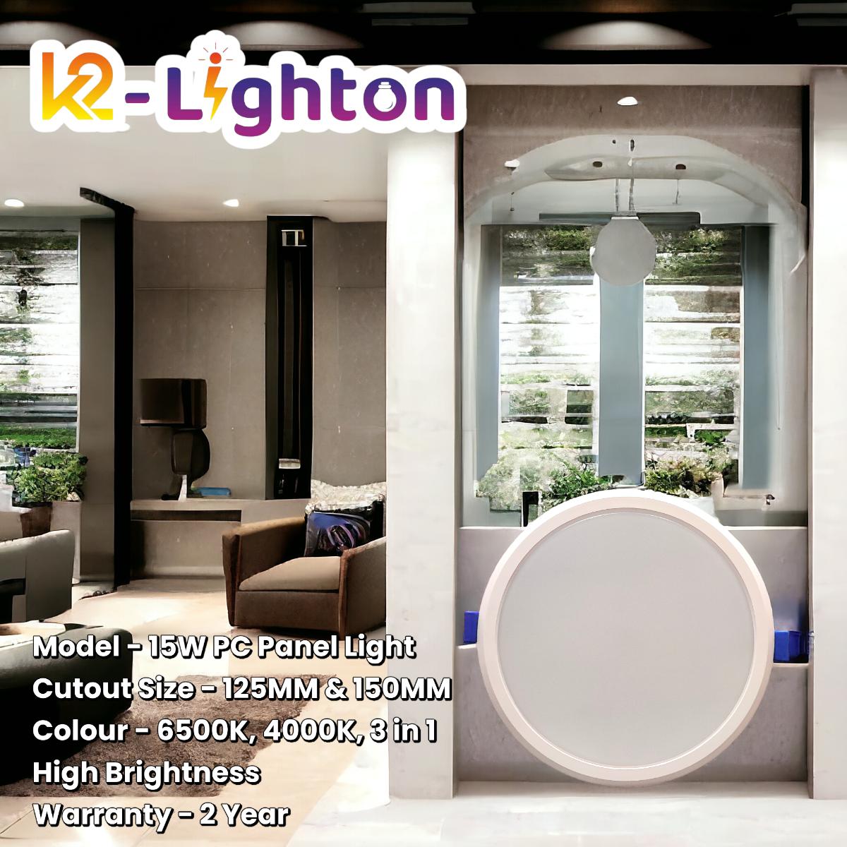 K2-Lighton 15 W Round 3 in 1 White 150 mm LED Panel Lights Recessed Mounted_3