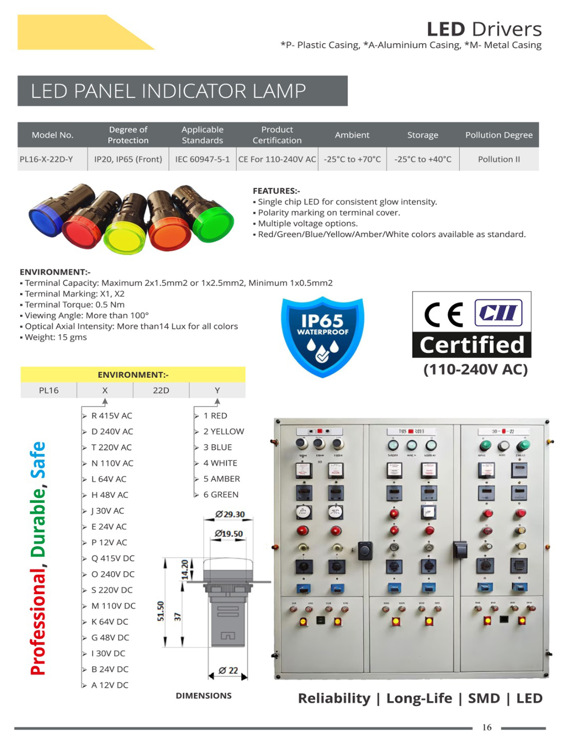 Pyrotech PL16X22DY 0.007 A 240 V Light Indicator_1