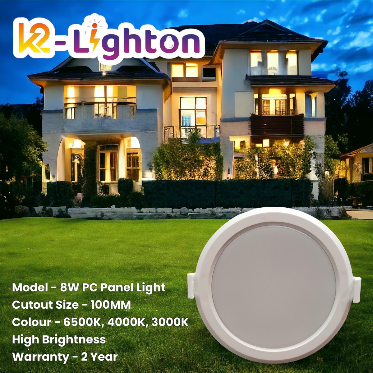 K2-Lighton 8 W Round Cool White 100 mm LED Panel Lights Recessed Mounted_2