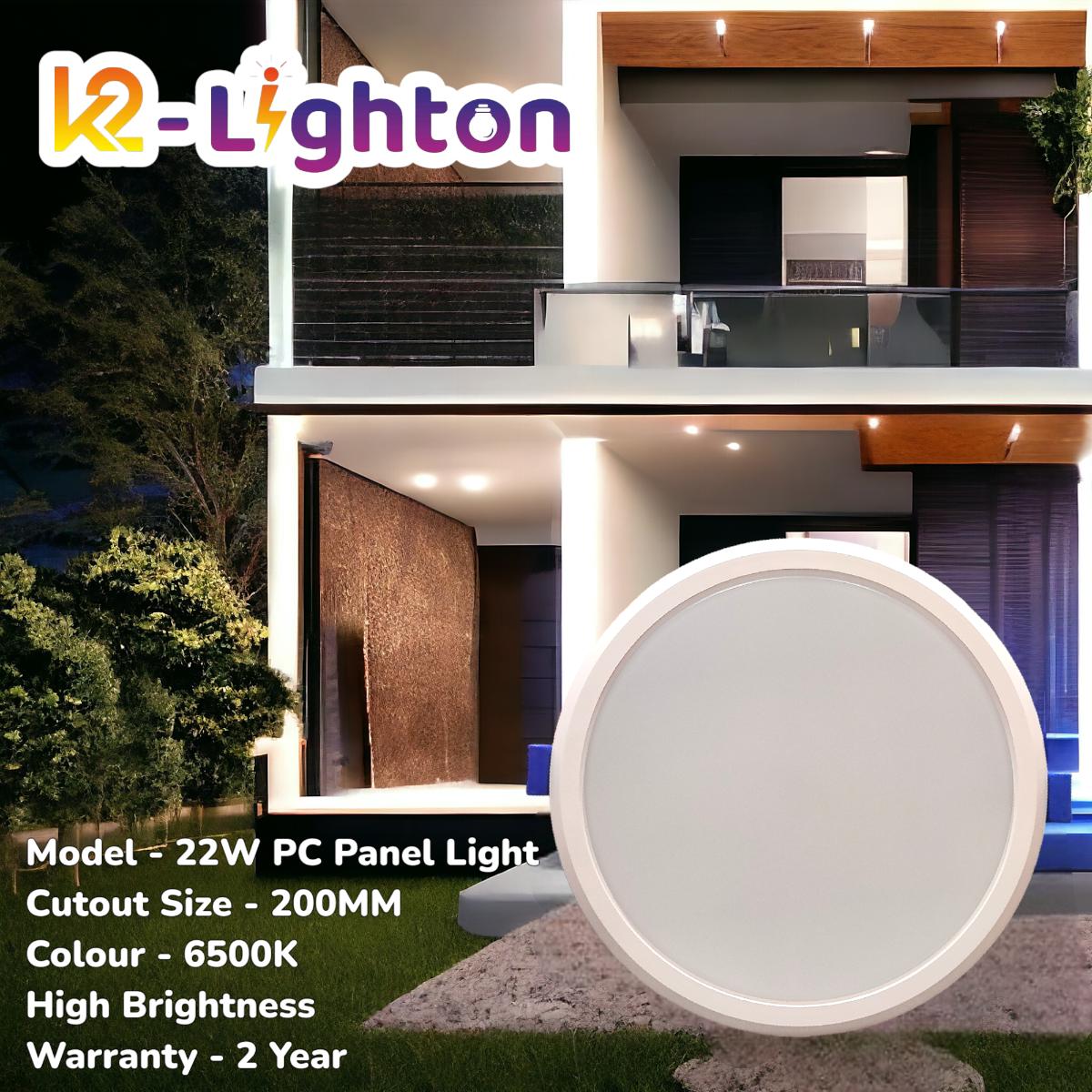 K2-Lighton 22 W Round Cool White 200 mm LED Panel Lights Recessed Mounted_2