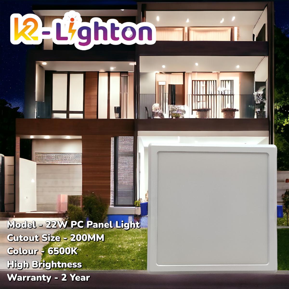 K2-Lighton 22 W Square Cool White 200 mm LED Panel Lights Recessed Mounted_2