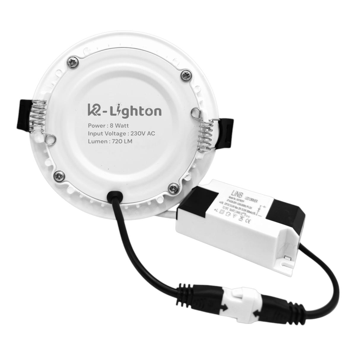 K2-Lighton 8 W Round Cool White 105 mm LED Panel Lights Recessed Mounted_1