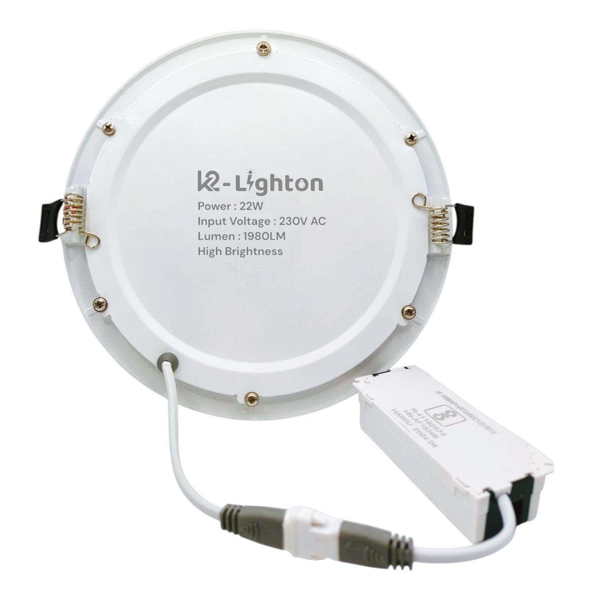 K2-Lighton 22 W Round Cool White 200 mm LED Panel Lights Recessed Mounted_1