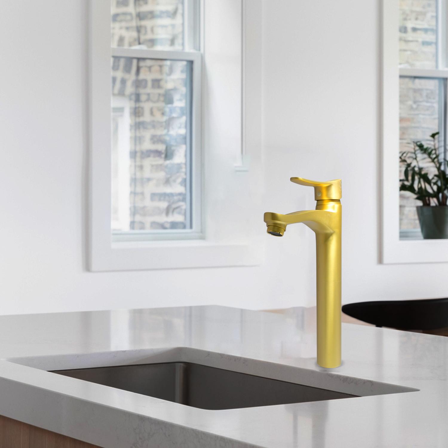 D&B Bathware Brushed Gold Matt Finish Basin Mixers Faucet Tall Boy_1