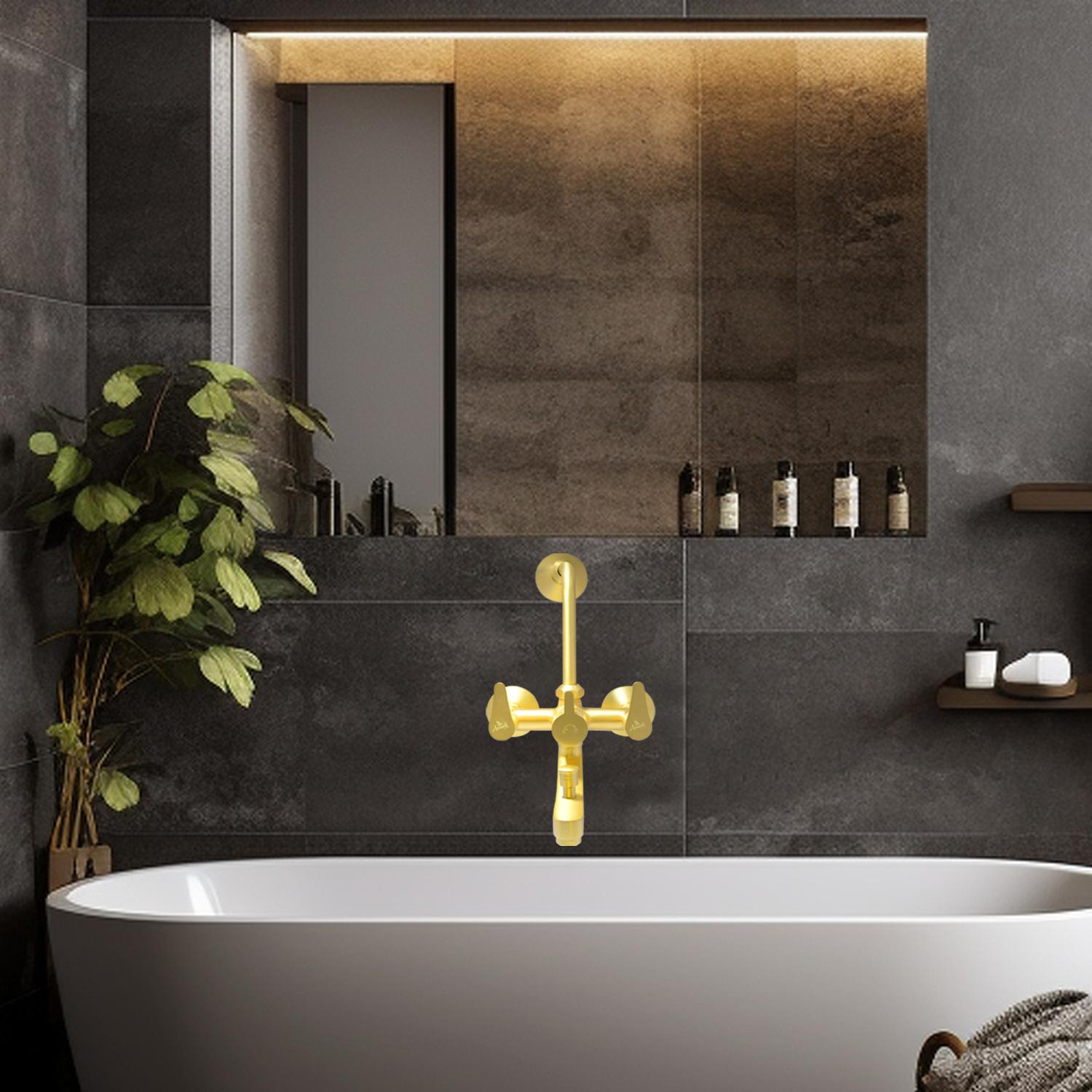 D&B Bathware Brushed Gold Matt Finish Wall Mixers Faucet 3-in-1 - 3307_2