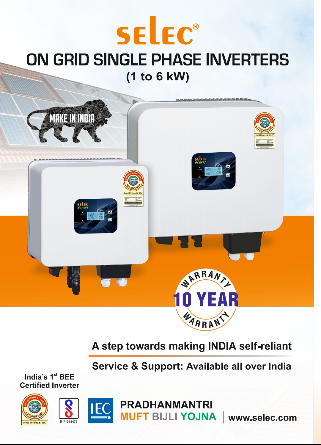 SELEC GTI003WLM1PW2 3.3 kW Single Phase String On Grid Solar Inverter_1