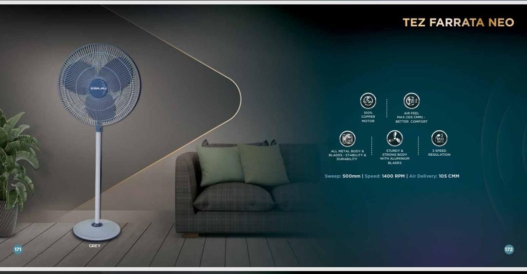 Bajaj Tez Farrata Neo 500 mm Grey Pedestal Fan_1