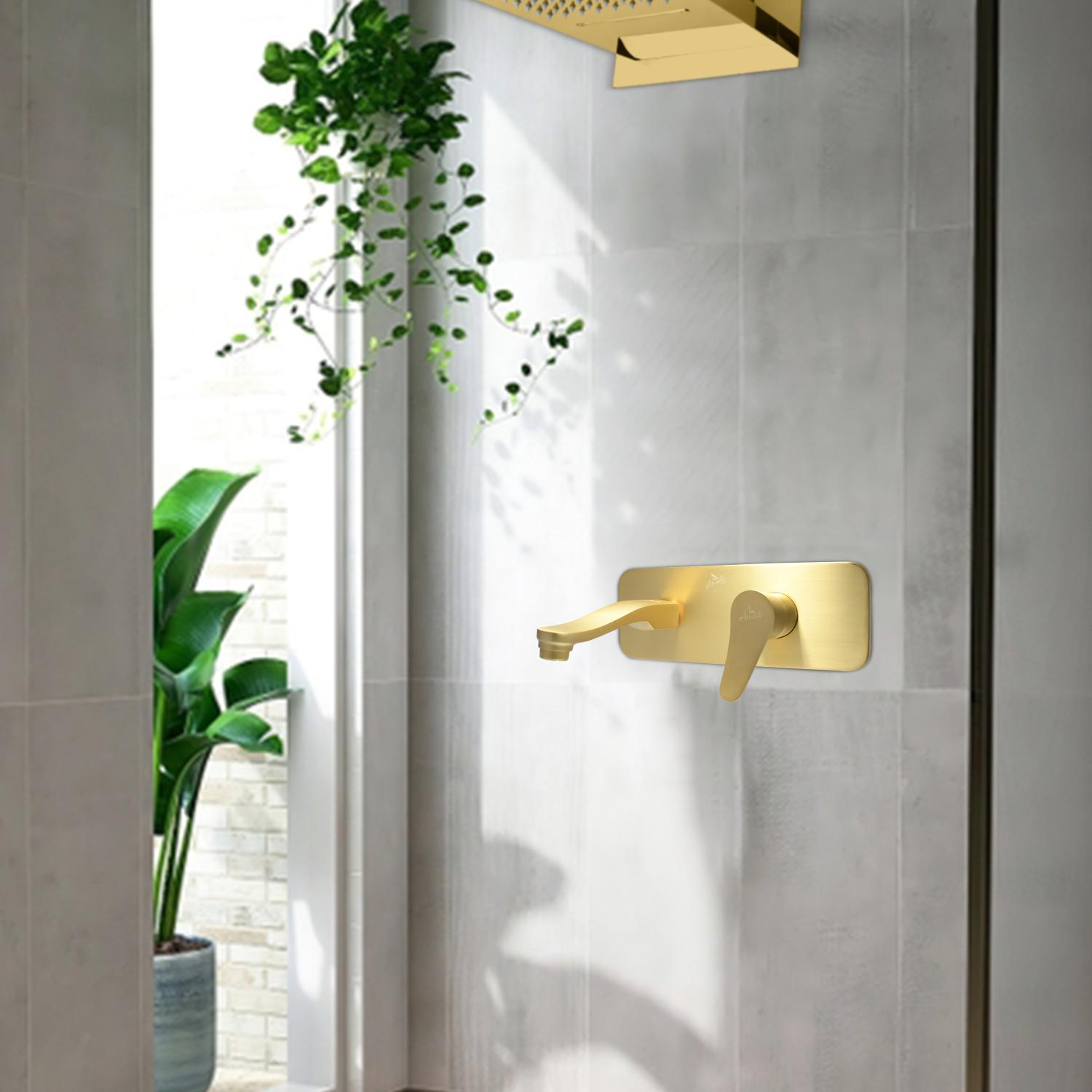 D&B Bathware Brushed Gold Matt Finish Wall Mixers Faucet Wash Basin Upper Part_2