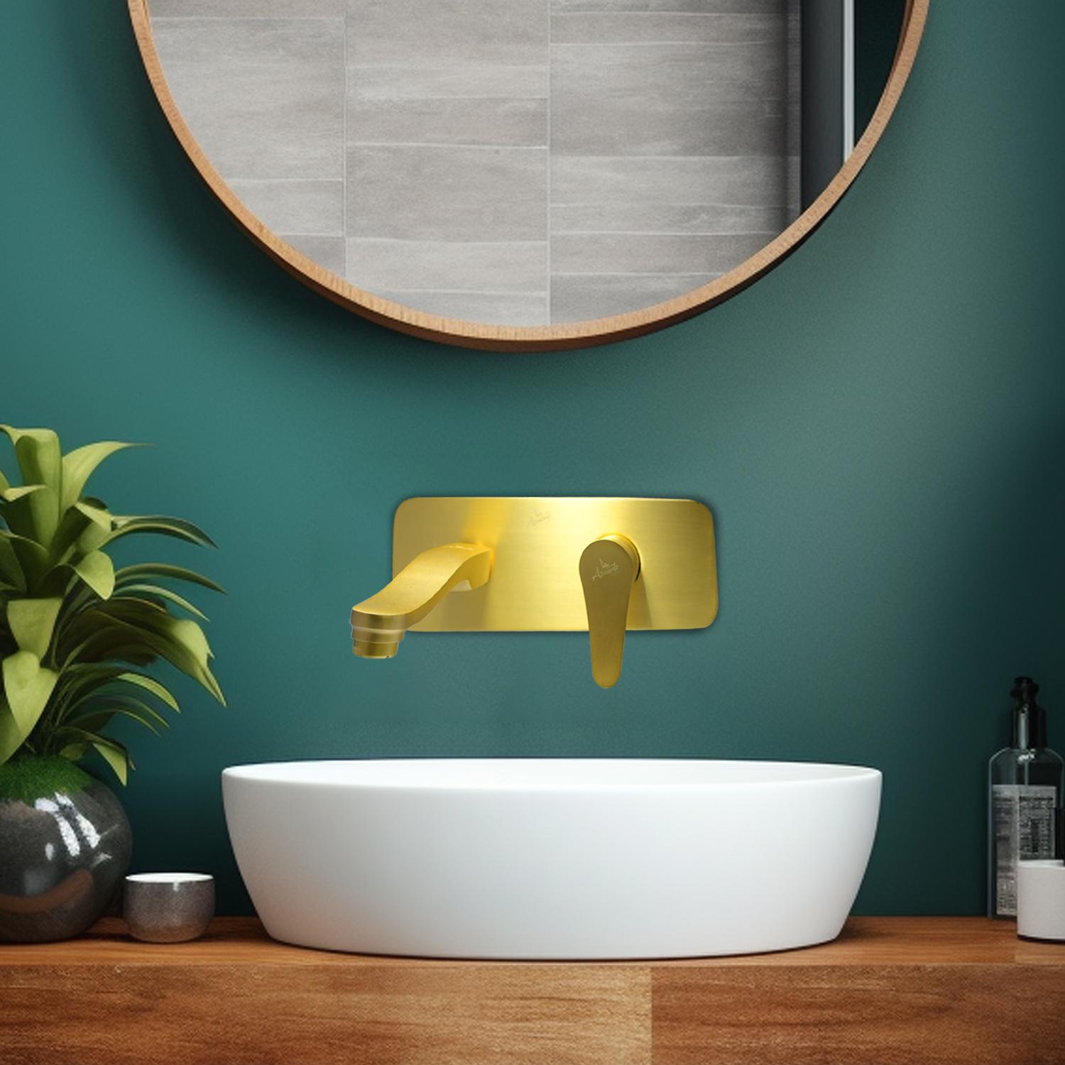 D&B Bathware Brushed Gold Matt Finish Wall Mixers Faucet Wash Basin Upper Part_1