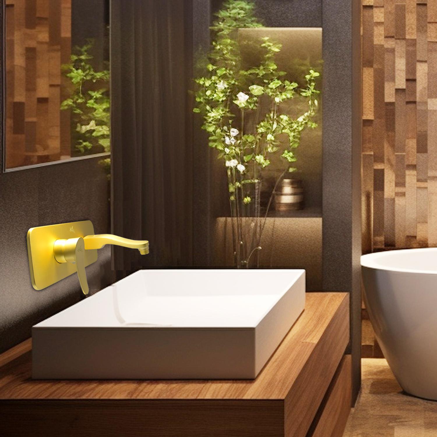 D&B Bathware Brushed Gold Matt Finish Wall Mixers Faucet Wash Basin Upper Part_3