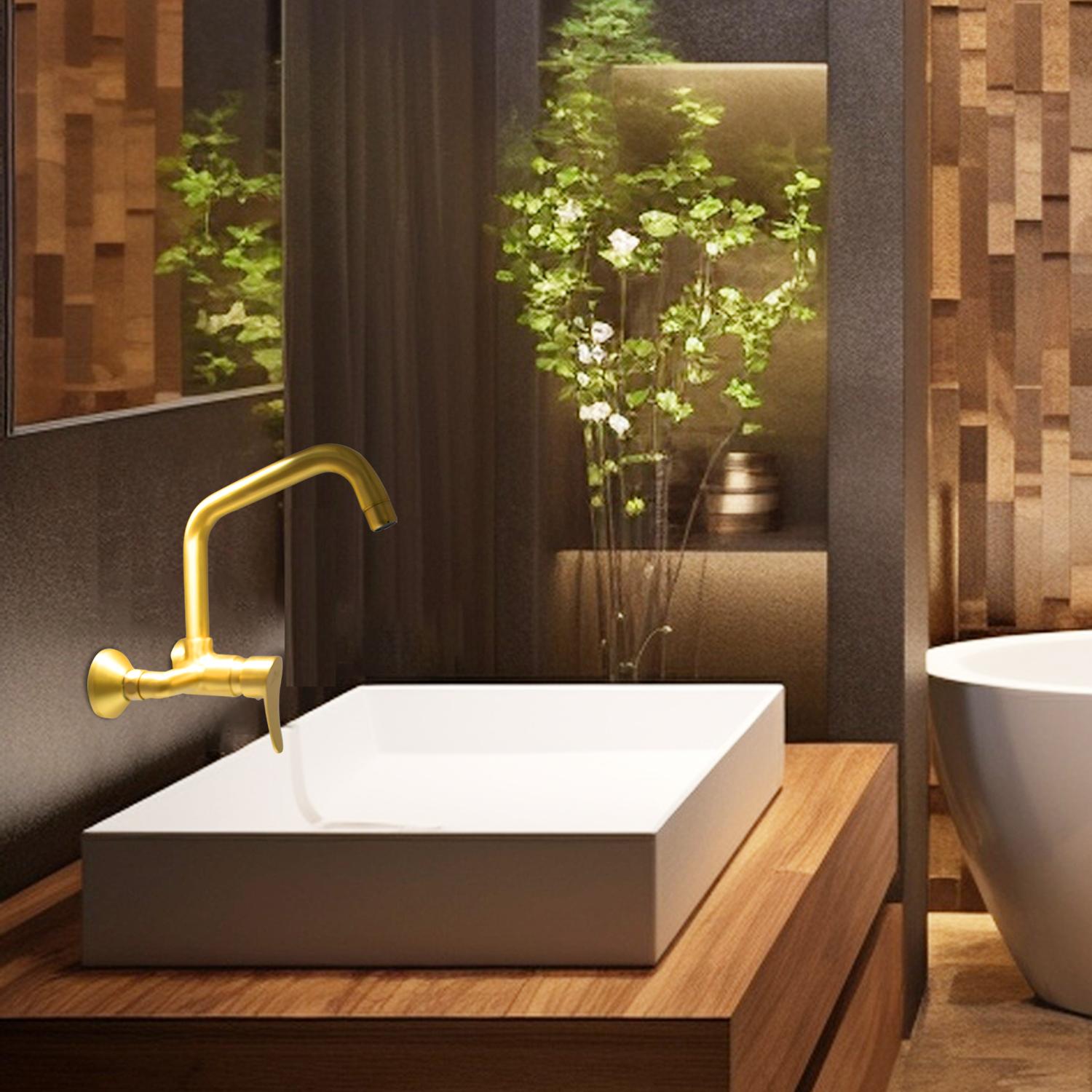 D&B Bathware Brushed Gold Matt Finish Wall Mixers Faucet Kitchen Sink-3322_3