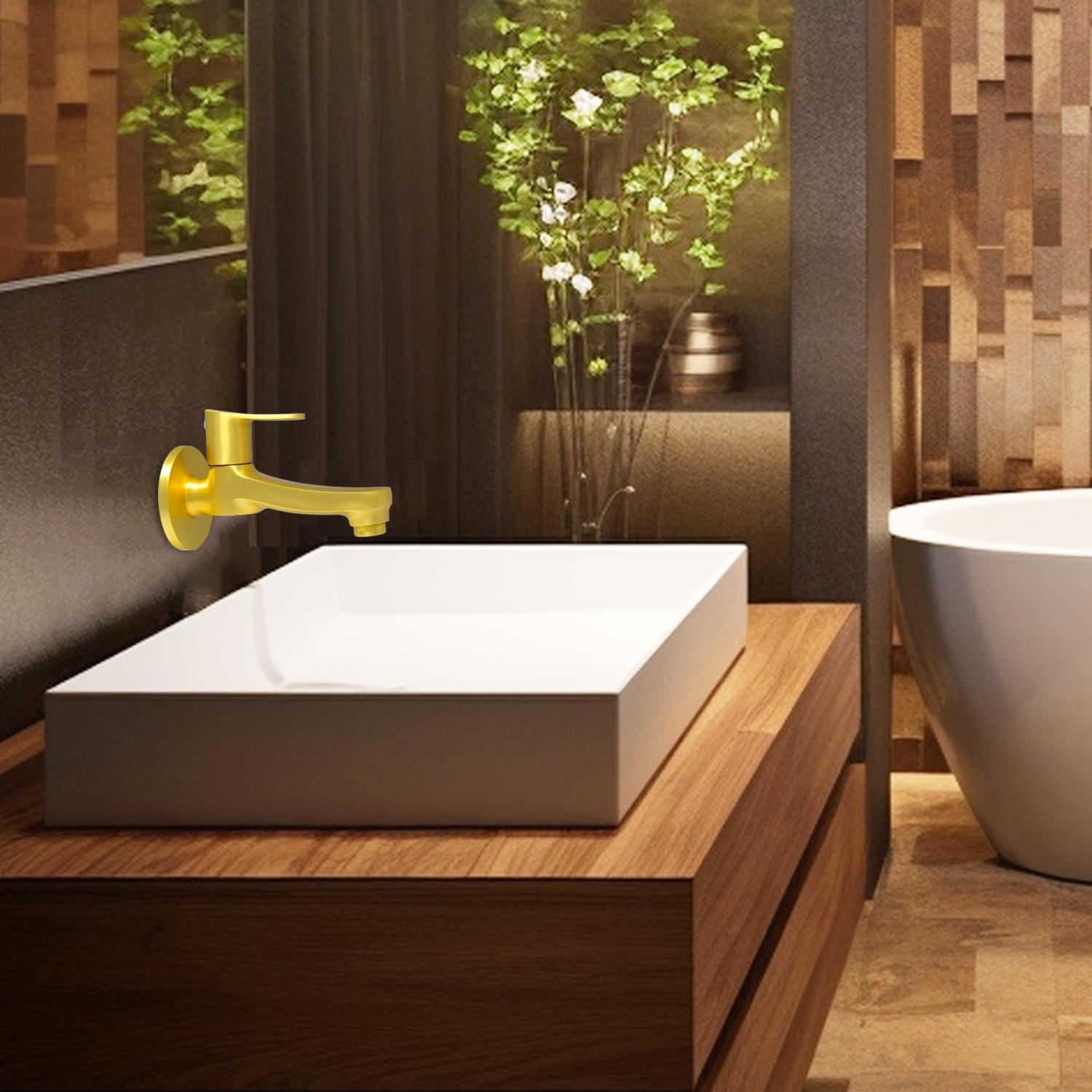 D&B Bathware Brushed Gold Matt Finish Bib Cocks Faucet Long Body Tap - 3303_1