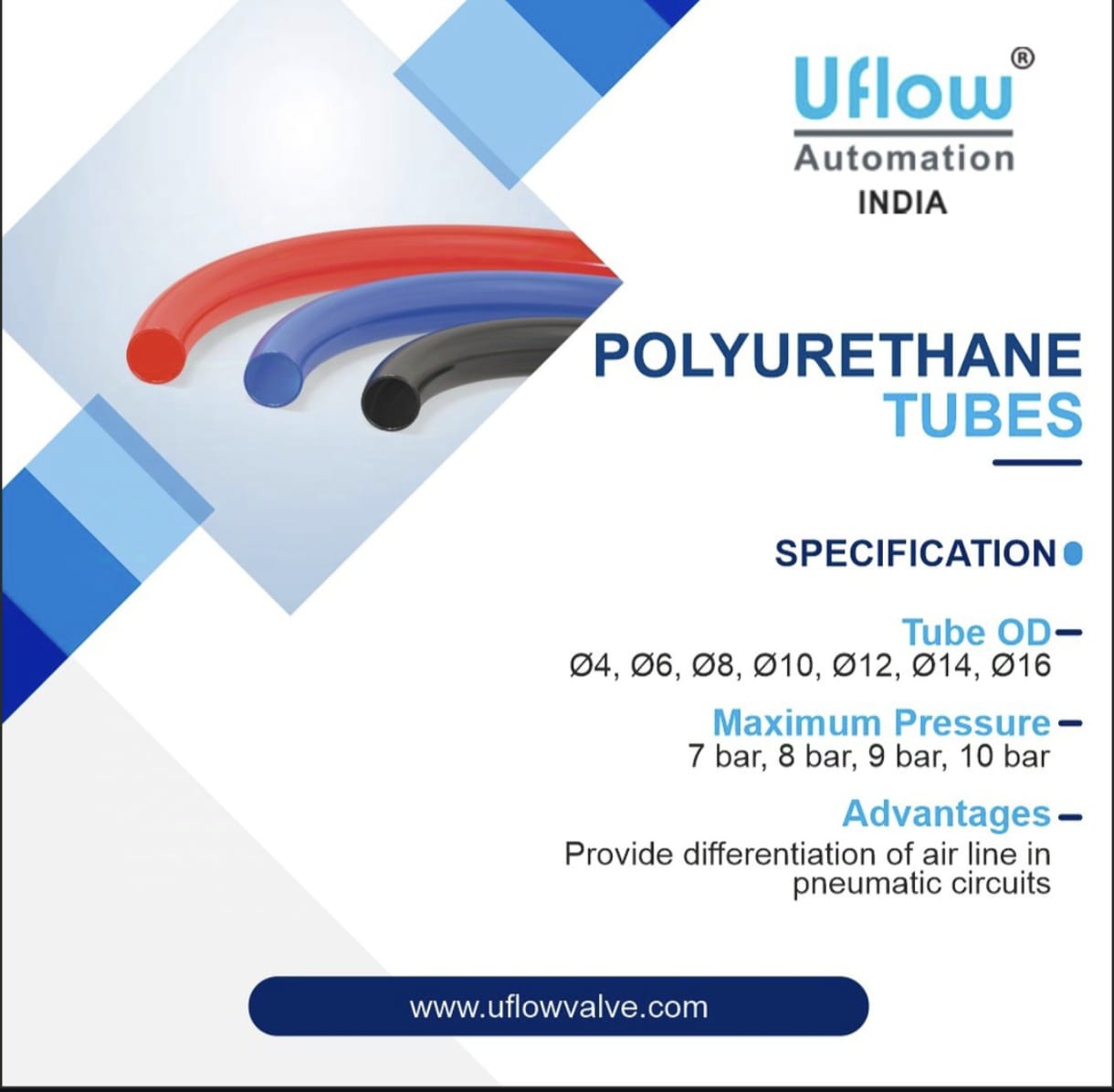 UFLOW 2 mm Polyurethane Tube PS0402B 13 bar 4 mm_1