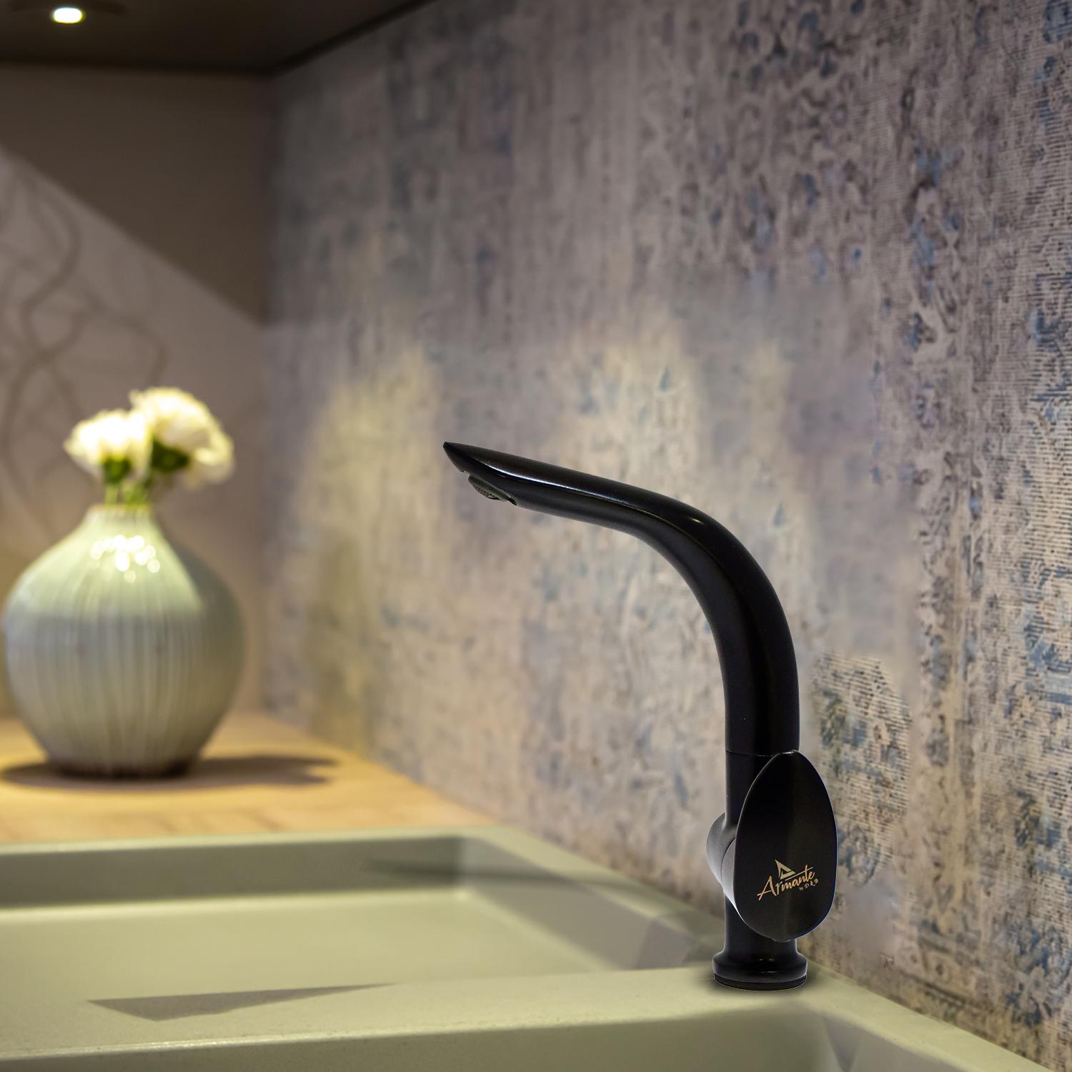 D&B Bathware Polished Swan Neck Faucet Nautica-NTC6112 Black_1