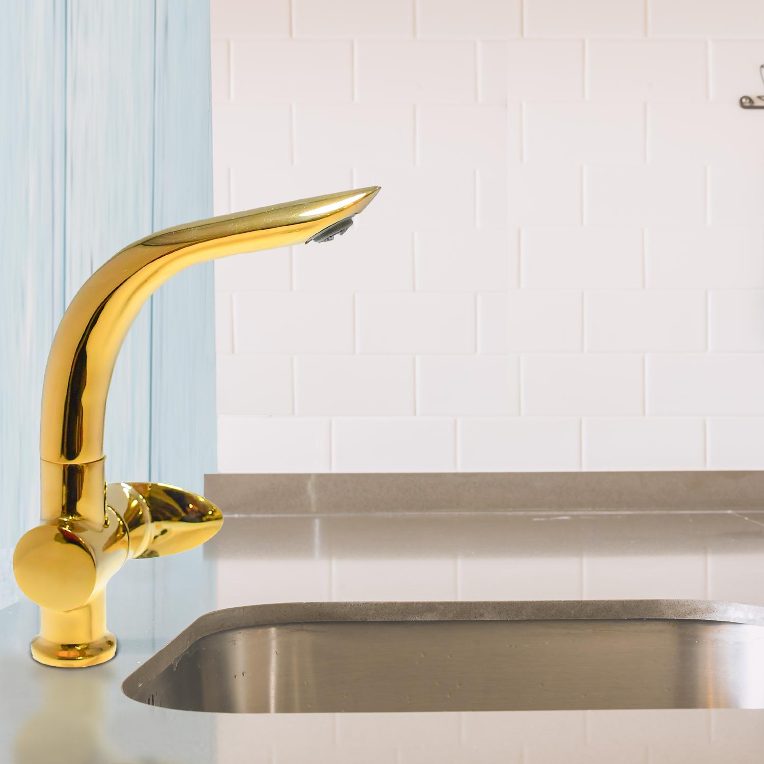 D&B Bathware Polished Swan Neck Faucet Nautica-NTC6112 Gold_3