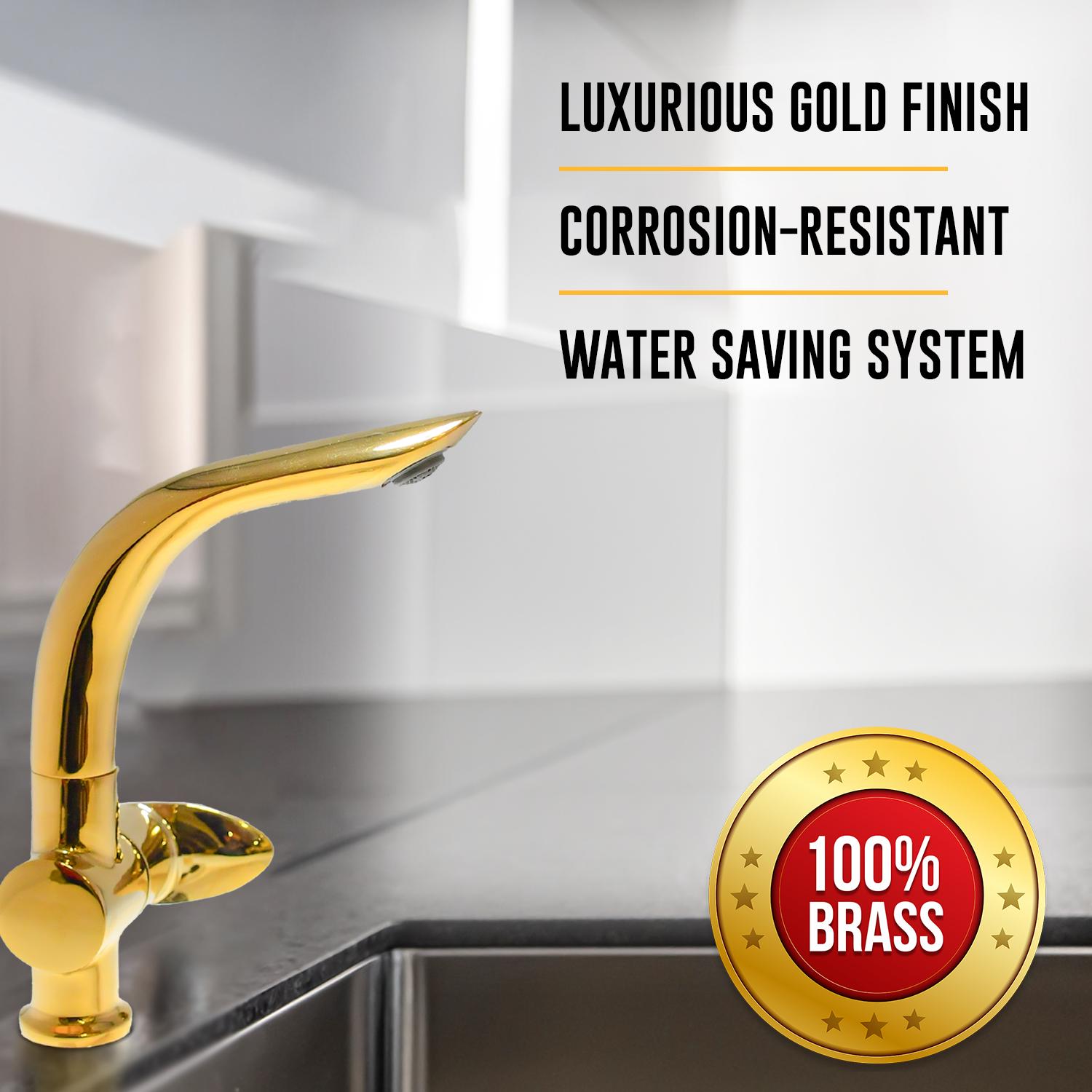 D&B Bathware Polished Swan Neck Faucet Nautica-NTC6112 Gold_4