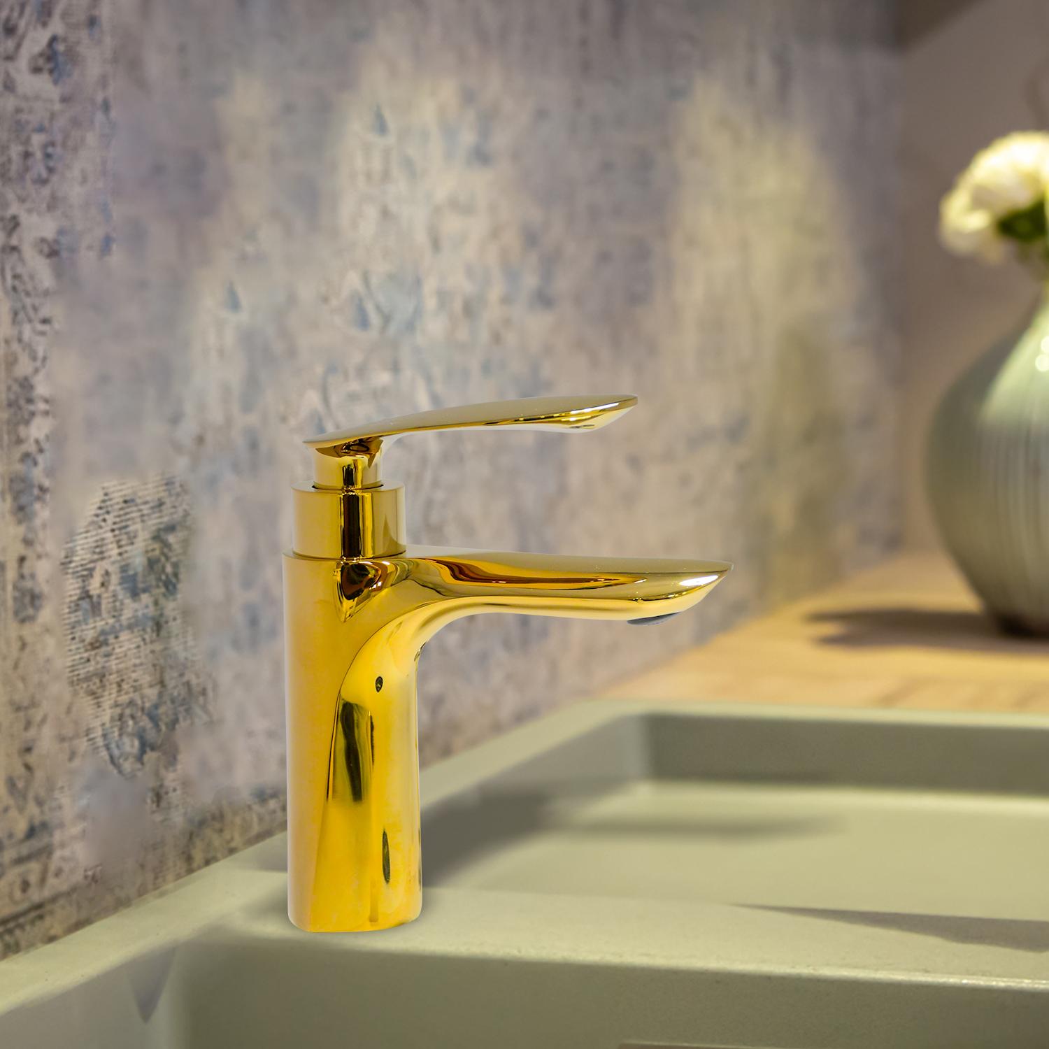 D&B Bathware Polished Pillar Cocks Faucet NAUTICA-6104 GOLD_1