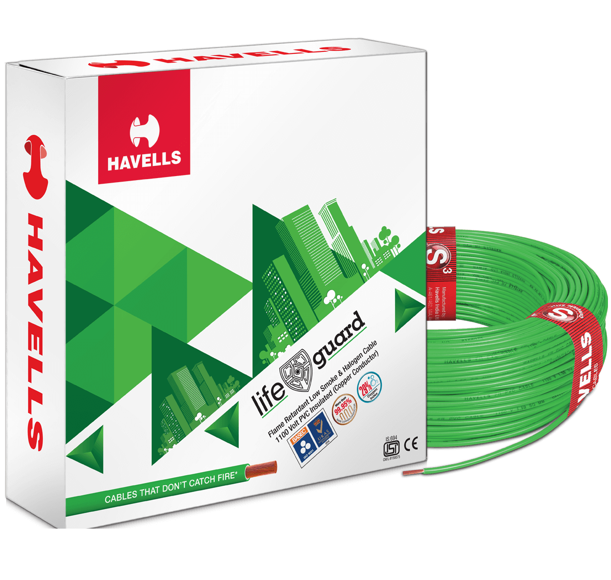 HAVELLS 6 sqmm Life Guard FRLSH Electric Wire Green 180 m_0