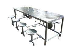 Stainless Steel 6 Seater Canteen Dining Table Folding Chair Silver_0