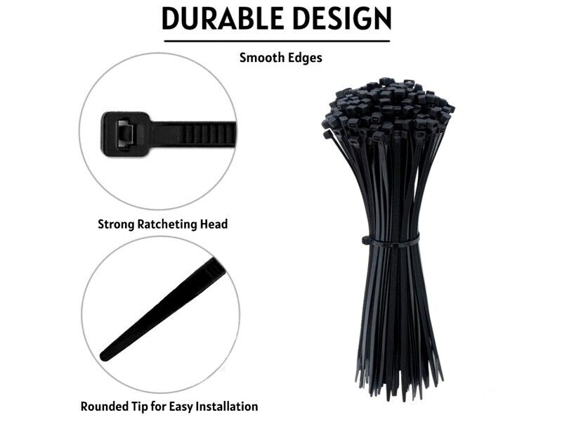 Nylon 66 250 mm 4.8 mm Cable Ties Black_3