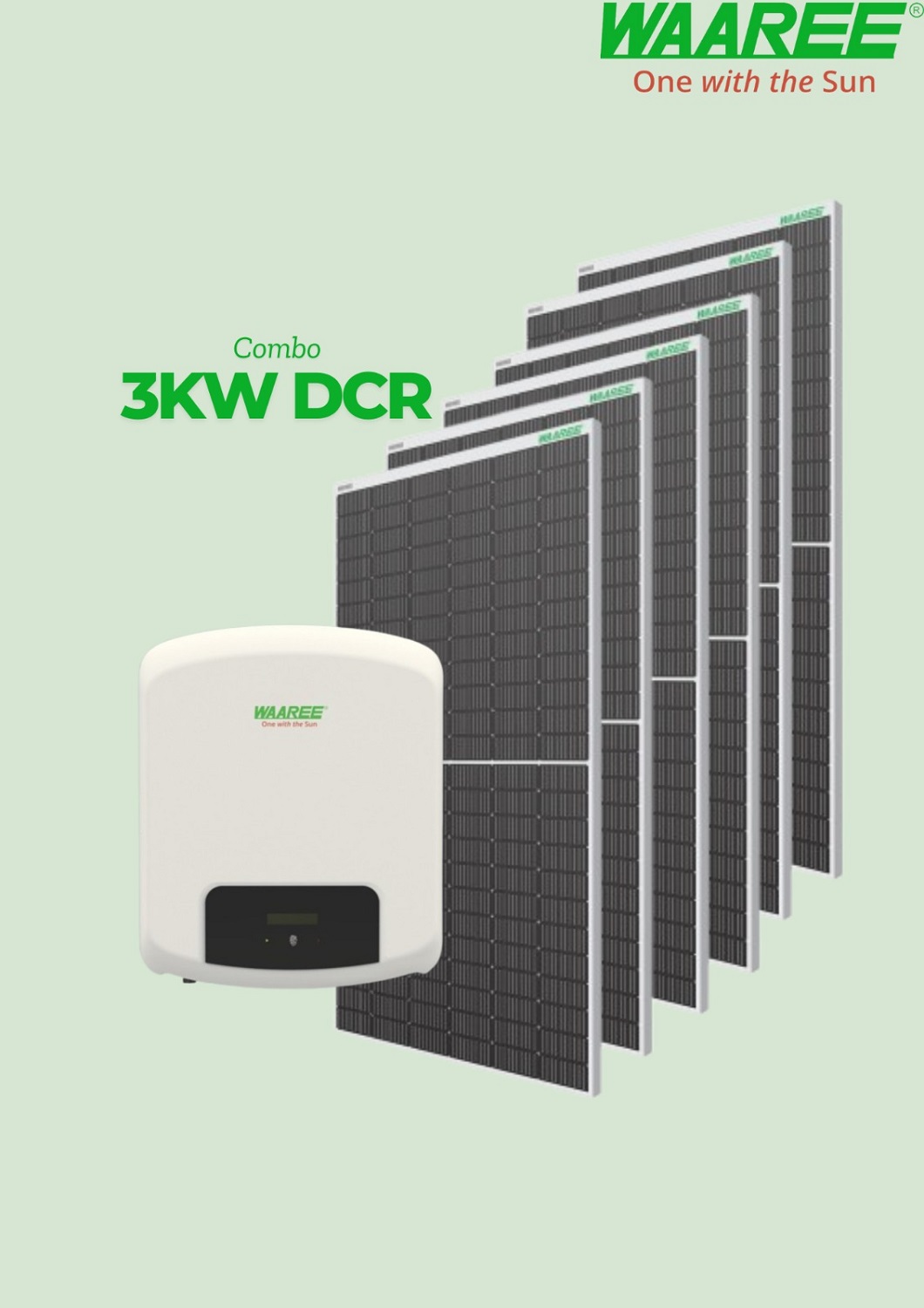 WAAREE 3.2 kW Single Phase Mono PERC Bifacial DCR On Grid Solar Solution_1