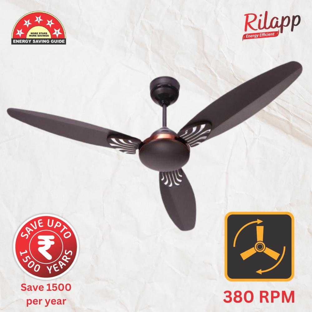 Rilapp Eco Star BLDC with Remote 1200 mm 3 Blades 28 W Smoke Brown Ceiling Fans_4