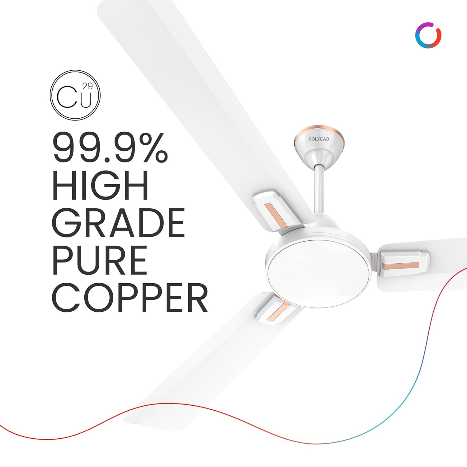 Polycab Vital Plus 1200 mm 3 Blades 53 W White Satin Ceiling Fans_2