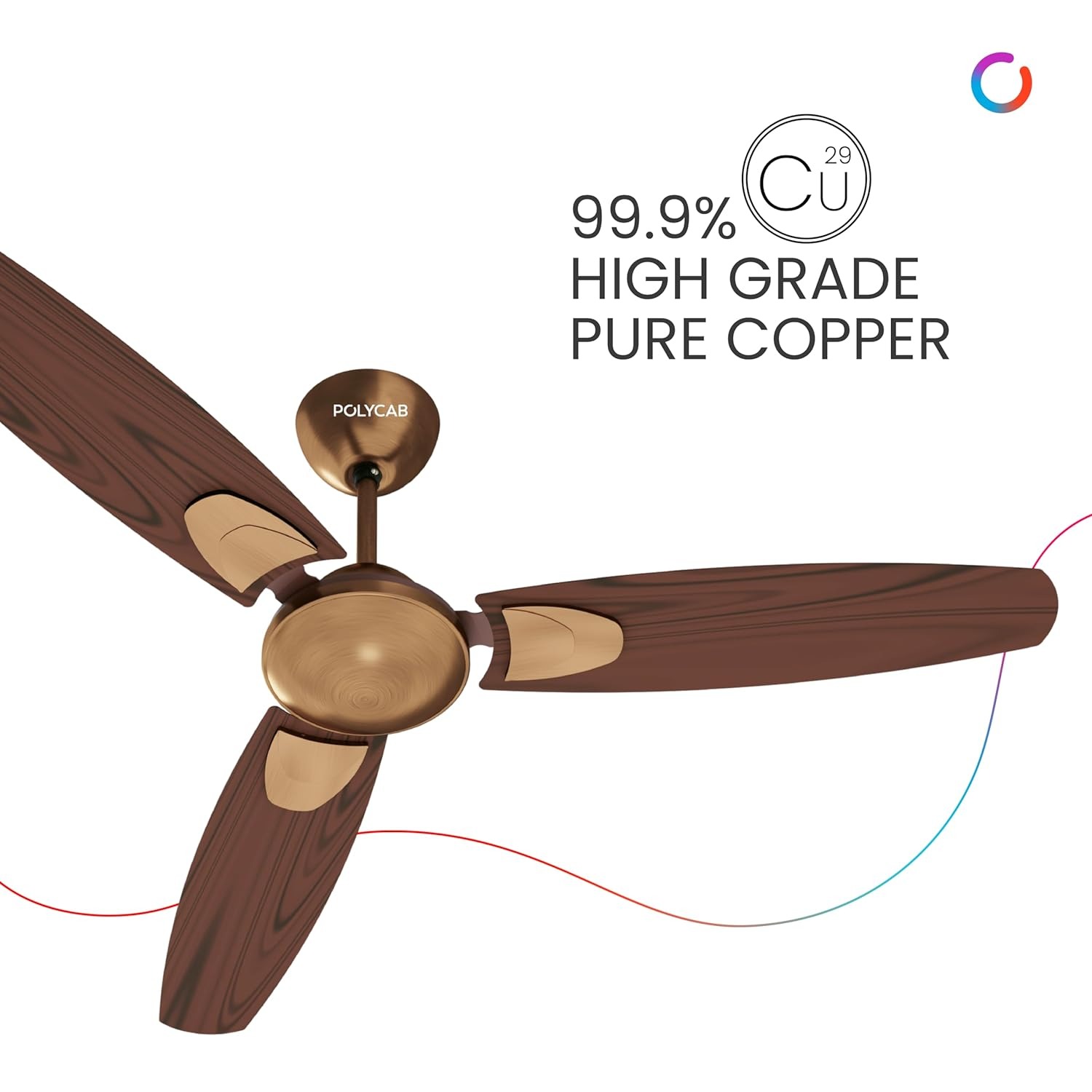 Polycab Superia Petal 1200 mm 3 Blades 50 W Antique Copper Rosewood Ceiling Fans_2