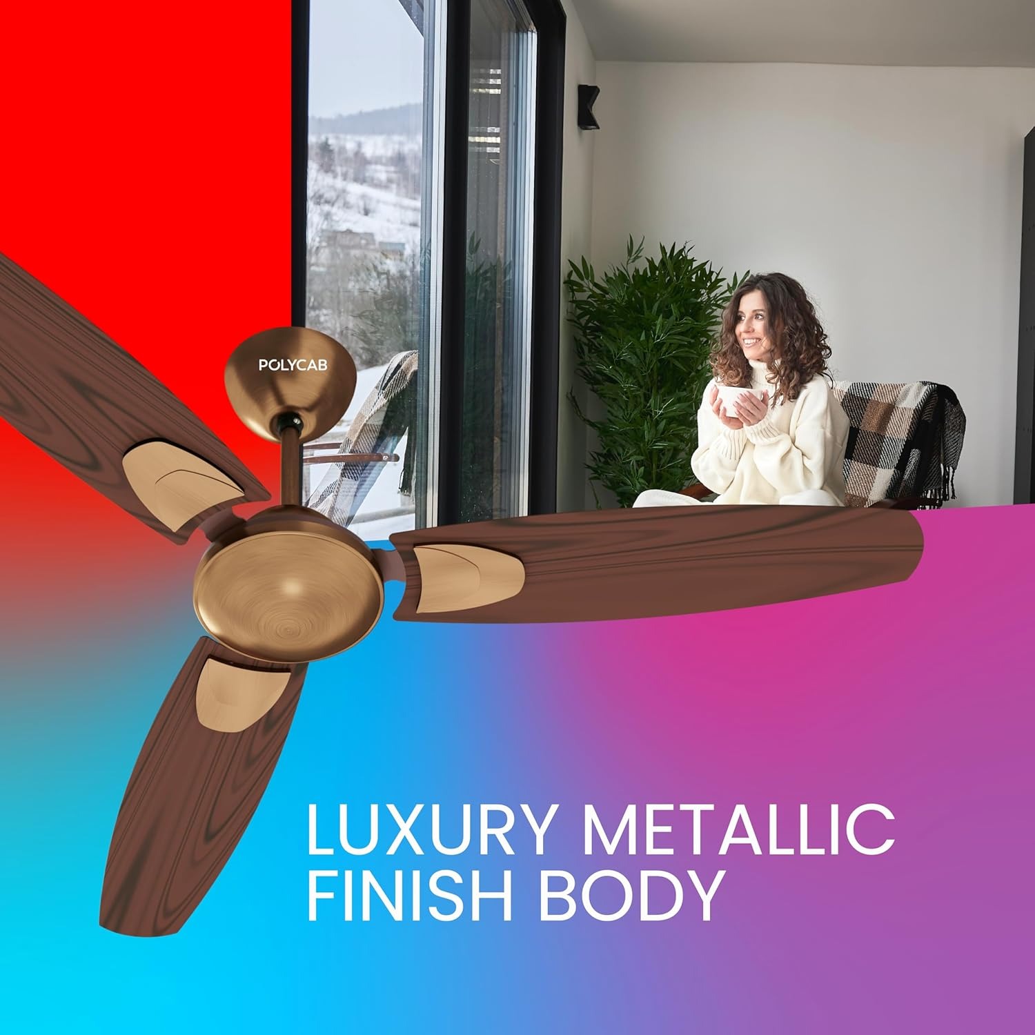 Polycab Superia Petal 1200 mm 3 Blades 50 W Antique Copper Rosewood Ceiling Fans_3