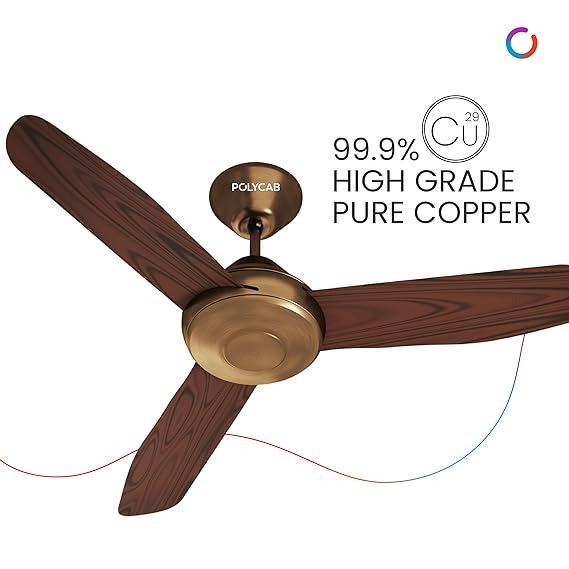 Polycab Superia Megna 1200 mm 3 Blades 50 W Antique Copper Rosewood Ceiling Fans_3