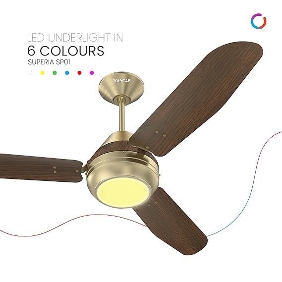 Polycab Superia SP01 1200 mm 3 Blades 50 W Antique Brass Darkwood Ceiling Fans_1