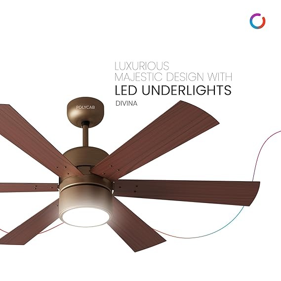Polycab Divina BLDC 1200 mm 6 Blades 42 W Antique Copper Rosewood Ceiling Fans_1