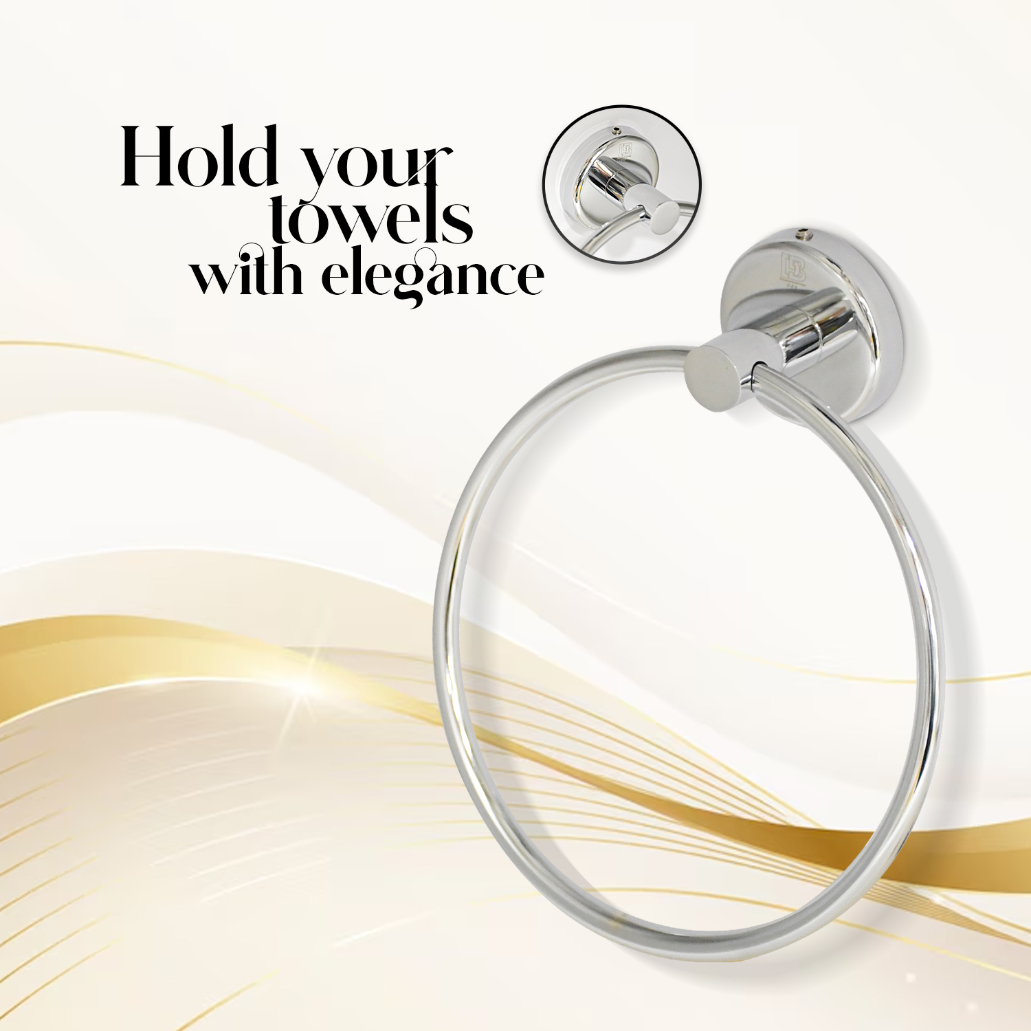 D&B Bathware Towel and Napkin Holder 18 Inch Round Ring_1