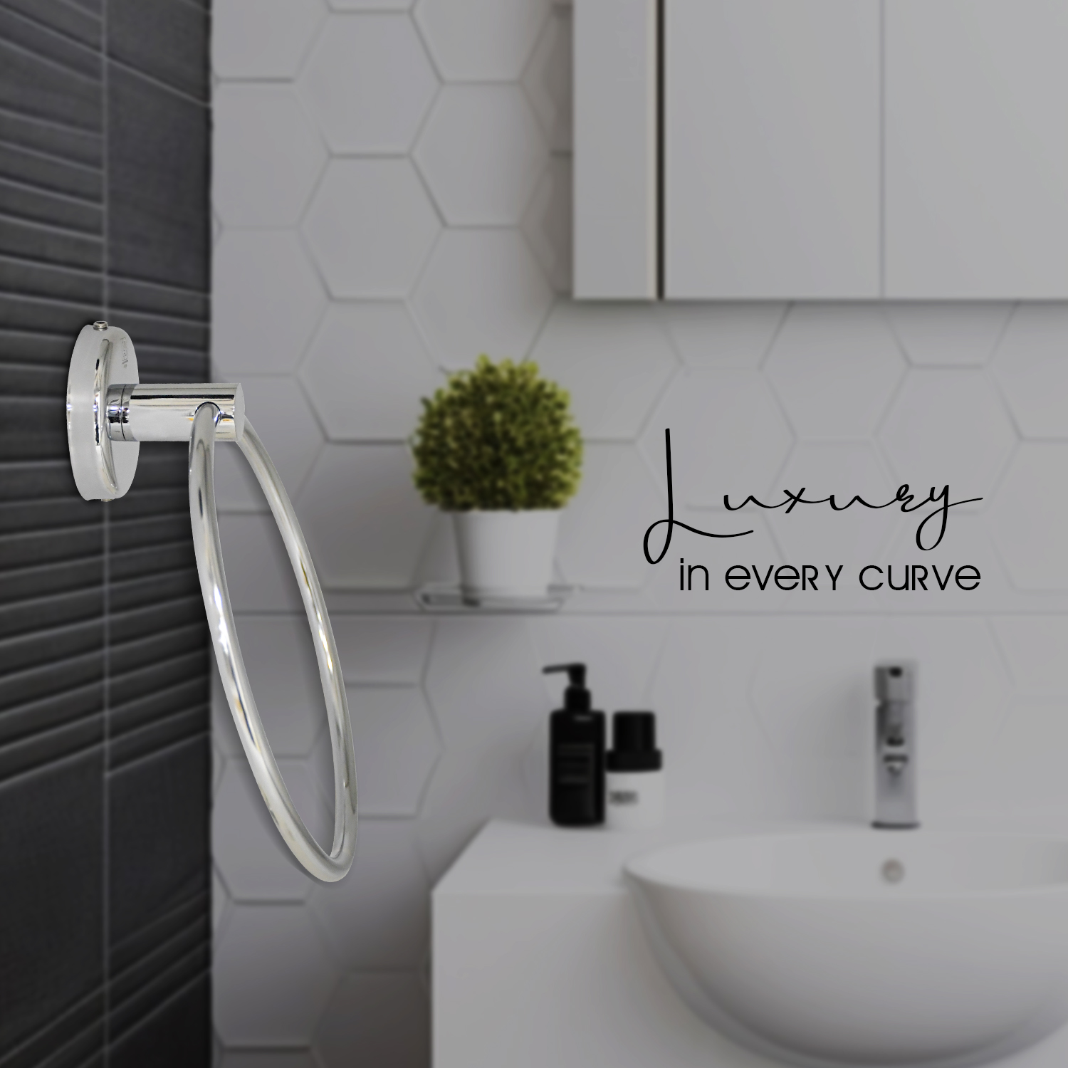 D&B Bathware Towel and Napkin Holder 18 Inch Round Ring_3