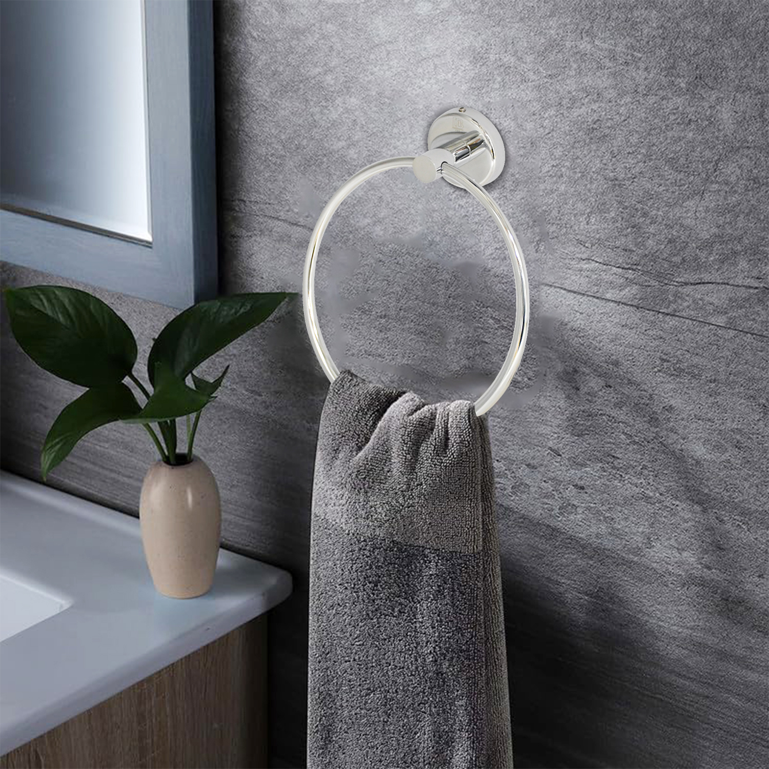 D&B Bathware Towel and Napkin Holder 18 Inch Round Ring_4