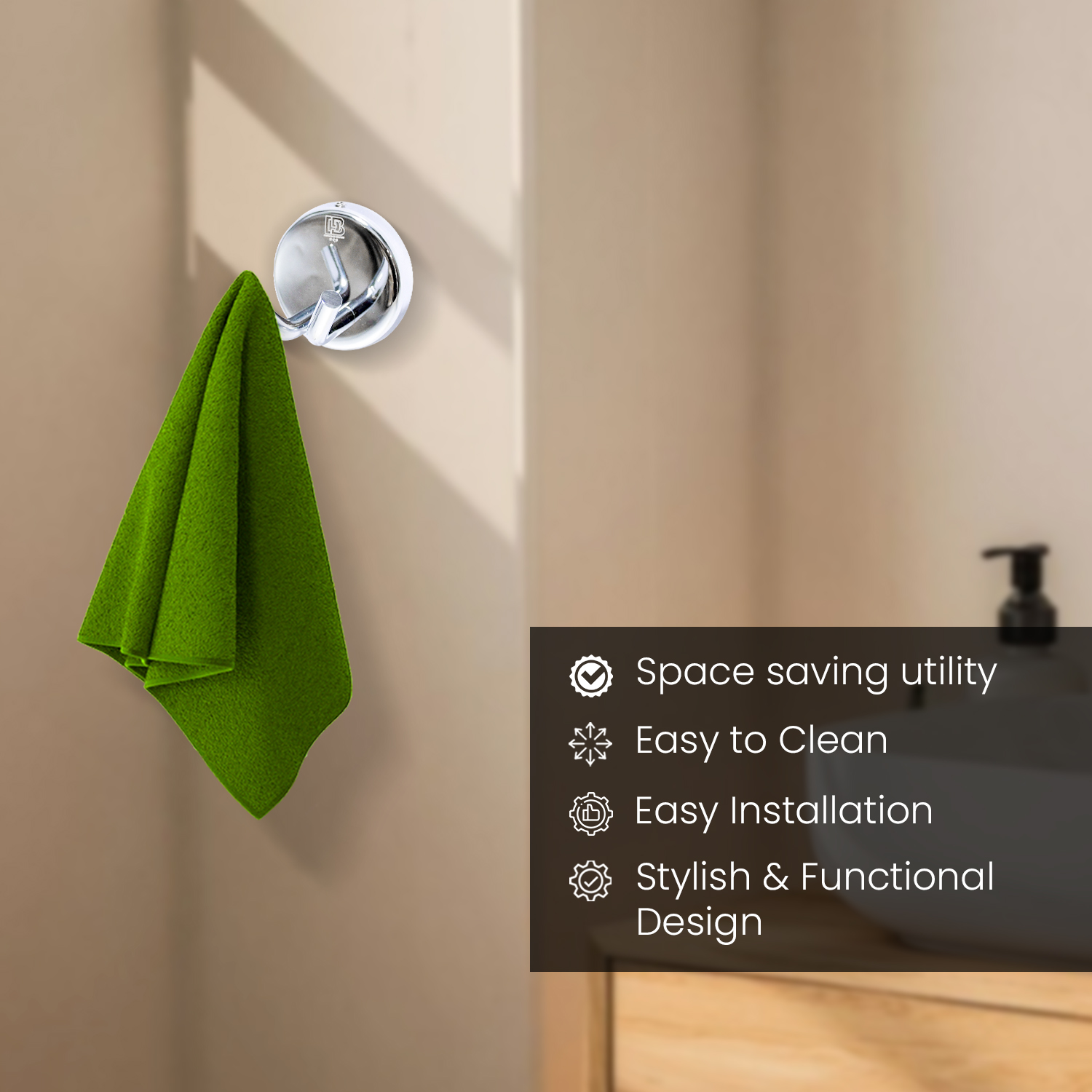 D&B Bathware Stainless Steel Coat Hook Hook F80574_4