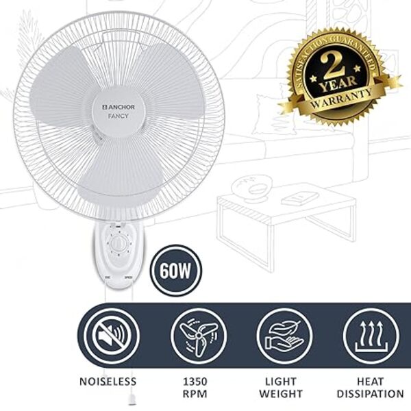 ANCHOR 14146WH 400 mm 3 Blades Wall Fan_1
