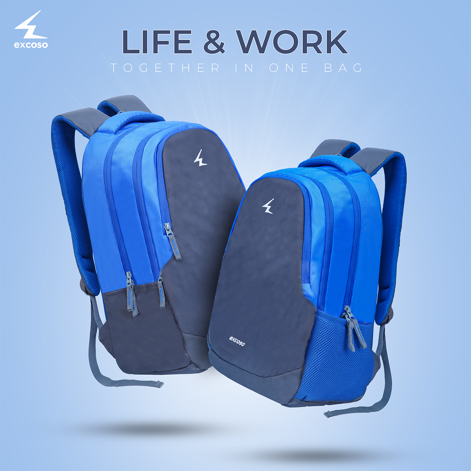 Excoso Office Bags Laptop Polyester Blue_4