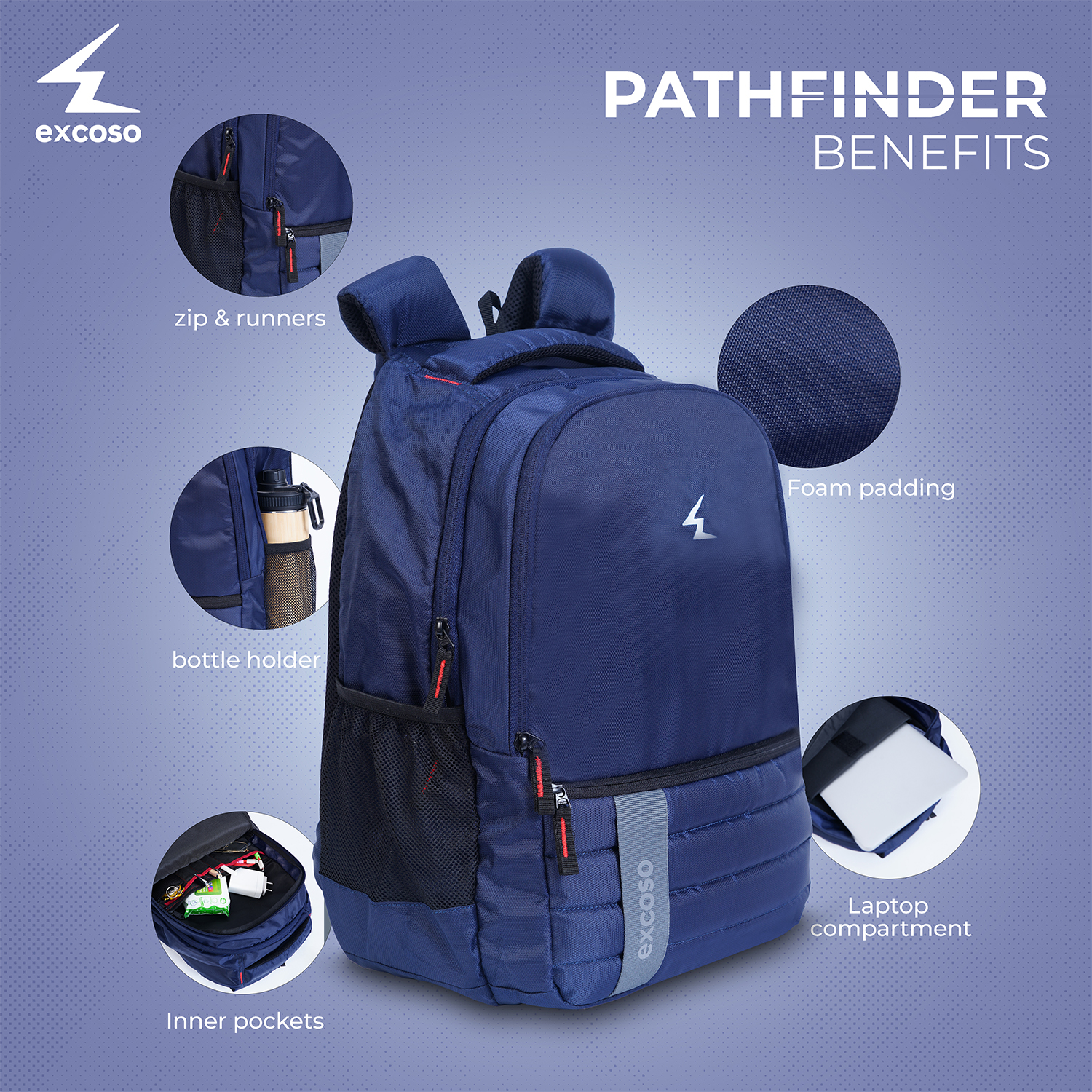 Excoso Office Bags Laptop Polyester Blue_3
