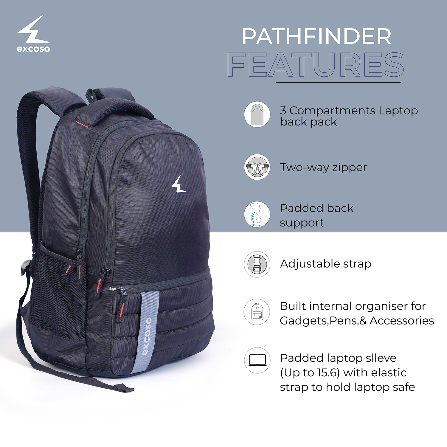 Excoso Office Bags Laptop Polyester Black_2