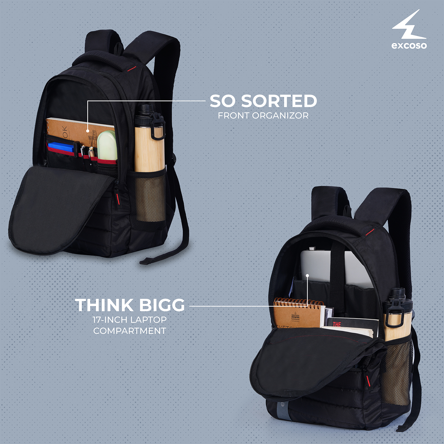 Excoso Office Bags Laptop Polyester Black_4