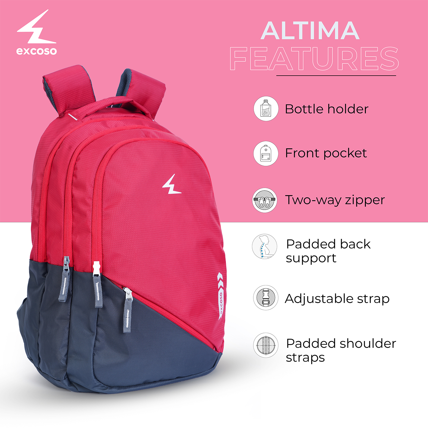 Excoso Office Bags Laptop Polyester Pink_1