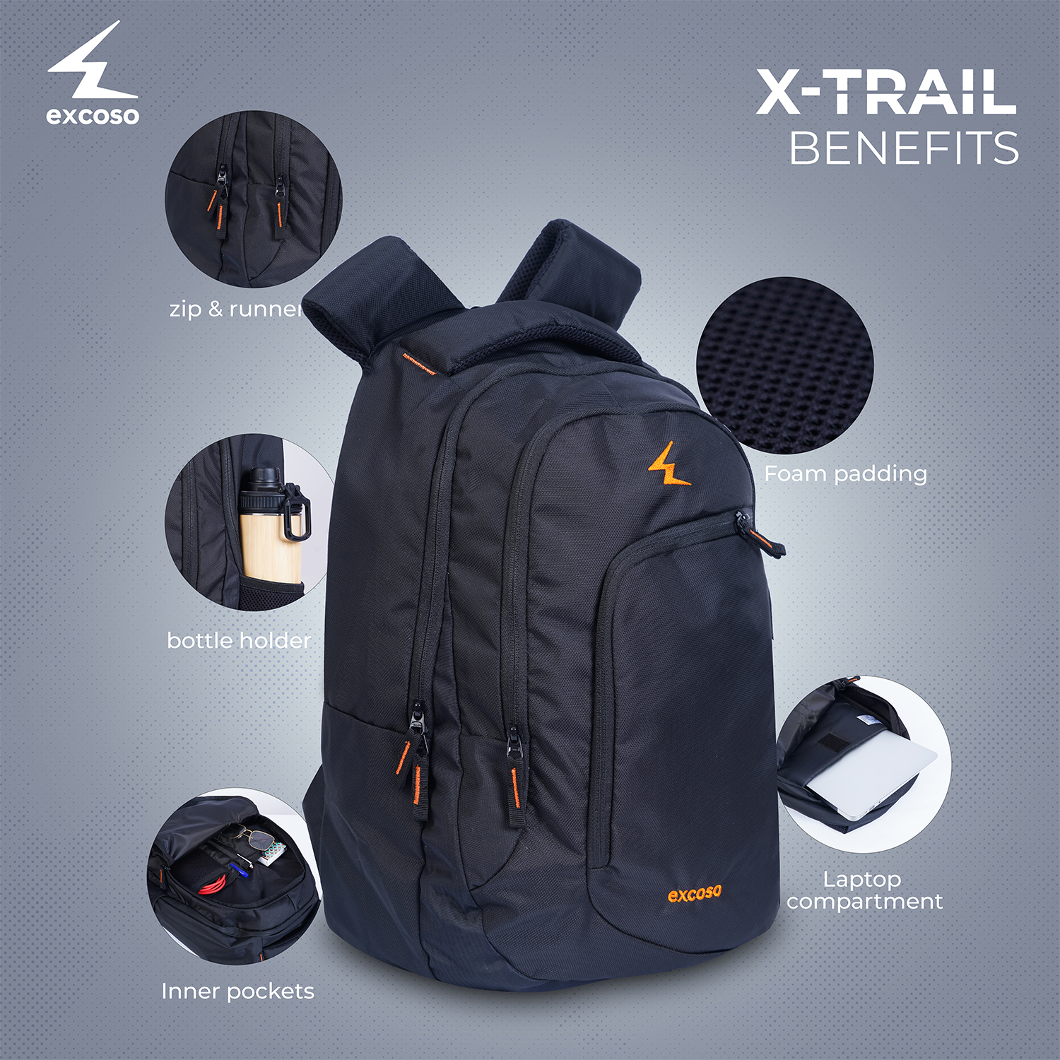 Excoso Office Bags Back pack Polyester Black_1