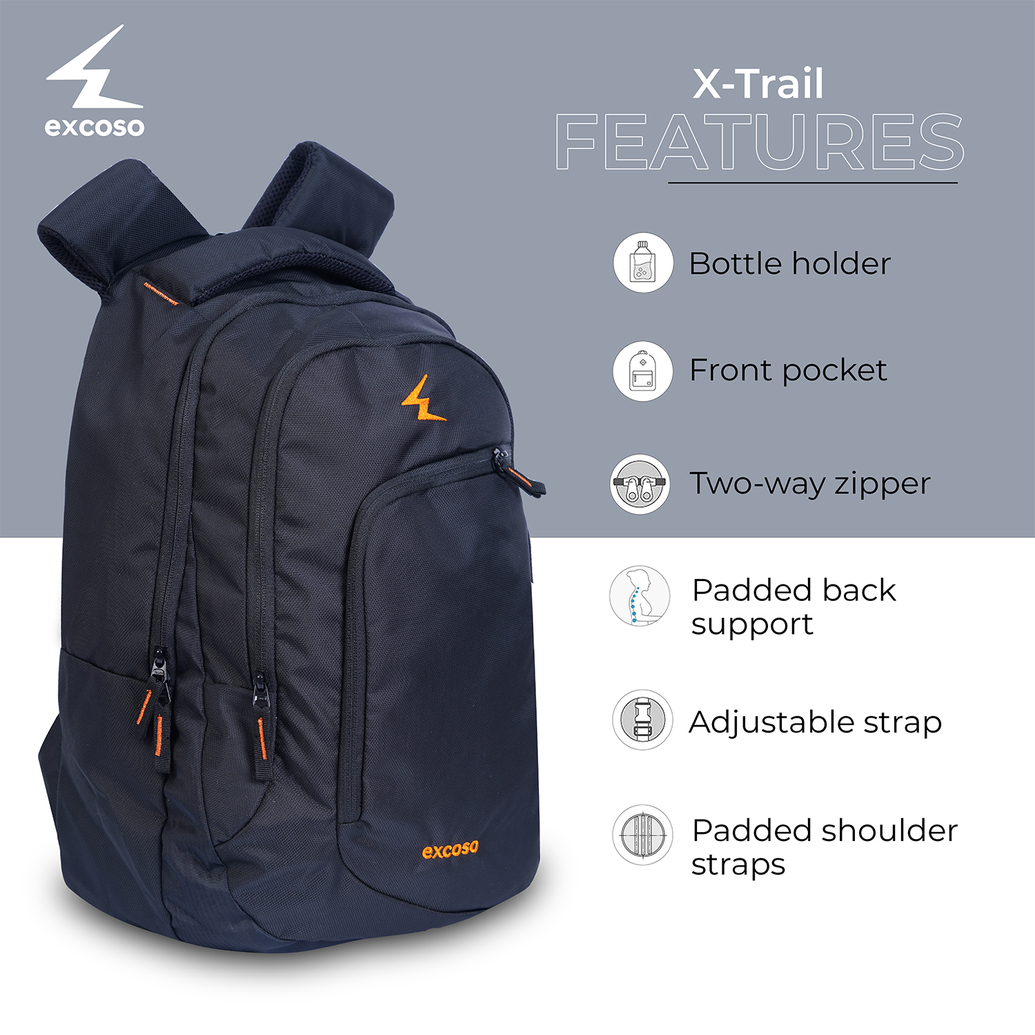 Excoso Office Bags Back pack Polyester Black_2